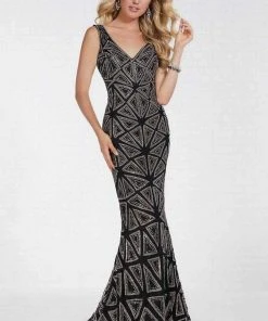 Tiffany Designs - 16262 Geometric Beaded Sleeveless Mermaid Gown Formal Gowns