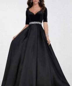 Tiffany Designs - 16287 Beaded Velvet/Mikado A-line Dress Formal Gowns