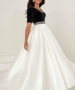 Tiffany Designs - 16287 Beaded Velvet/Mikado A-line Dress Formal Gowns