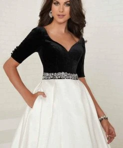 Tiffany Designs - 16287 Beaded Velvet/Mikado A-line Dress Formal Gowns