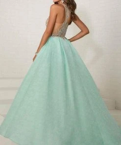 Tiffany Designs - 16289 Bejeweled Illusion Halter Brocade Ballgown Formal Gowns