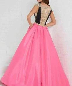 Tiffany Designs - 16297 Beaded Deep V-neck Shimmer Satin Ballgown Formal Gowns