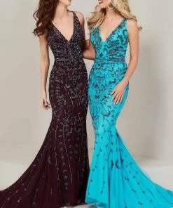 Formal Gowns Tiffany Designs - 16349 Strappy Beaded V-Neck Mermaid Gown