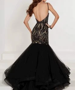 Tiffany Designs - 16359 Sequined Halter Tulle Mermaid Dress