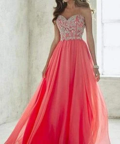 Tiffany Designs - 46011 Ornate Sweetheart Crystal Chiffon Evening Gown
