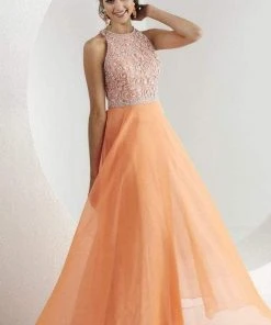 Tiffany Designs - 46055 Luminous Jewel A-Line Chiffon Long Evening Gown