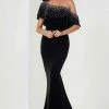 Formal Gowns Tiffany Designs - 46125 Embellished Asymmetric Velvet Trumpet Dress