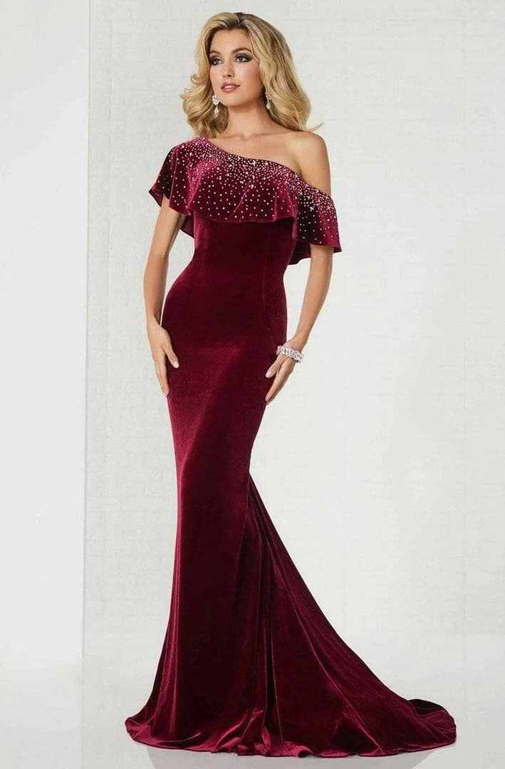Formal Gowns Tiffany Designs - 46125 Embellished Asymmetric Velvet Trumpet Dress 6 Formal Gowns Tiffany Designs - 46125 Embellished Asymmetric Velvet Trumpet Dress