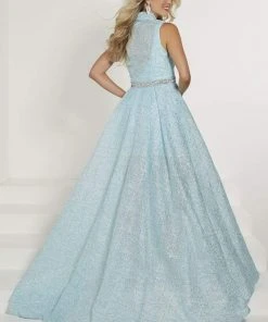 Formal Gowns Tiffany Designs - 46152 Lace Deep V-neck Dress With Detachable Jacket 9 Formal Gowns Tiffany Designs - 46152 Lace Deep V-neck Dress With Detachable Jacket