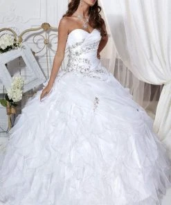 Formal Gowns Tiffany Designs - 56219 Strapless Vine Detailed Ballgown