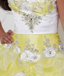 Formal Gowns Tiffany Designs - 56226 Strapless Floral Appliqued Ballgown