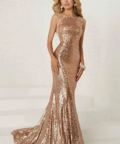 Formal Gowns Tiffany Designs Sequined Bateau Neck Trumpet Dress 16292