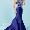 Tiffany Homecoming - 16245 Extravagant Beaded Illusion Neck Mermaid Dress 1 Pc Gunmetal/AB In Size 4 Available Formal Gowns