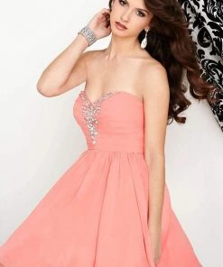 Cocktail Dresses Tiffany Homecoming - 27017 Jewel Decked Pleated Bodice Chiffon Dress