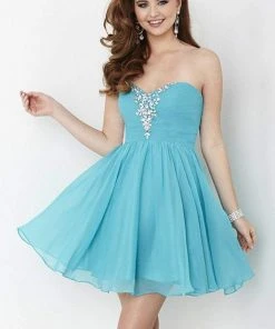 Cocktail Dresses Tiffany Homecoming - 27017 Jewel Decked Pleated Bodice Chiffon Dress