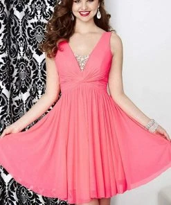 Tiffany Homecoming - 27057 Elegant V- Neckline Flowy Dress Cocktail Dresses