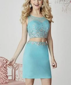 Tiffany Homecoming - 27104 Two-Piece Rhinestone-encrusted Illusion Sweetheart Jersey Pencil Dress
