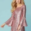 Tiffany Homecoming - 27153 Long Bell Sleeve Sequined A-Line Dress 1 Tiffany Homecoming - 27153 Long Bell Sleeve Sequined A-Line Dress