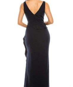 Vince Camuto - VC8M7568 V Neck Peplum Long Dress