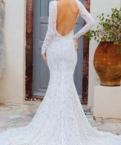 Formal Gowns Wilderly Bride By Allure Bridals - Lace Mermaid Bridal Gown F166 - 1 Pc Nude/Champagne/Ivory In Size 6 Available