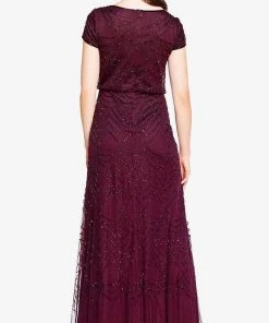 Adrianna Papell 191916100 - Cap Sleeve Beaded Mesh Evening Dress 15 Adrianna Papell 191916100 - Cap Sleeve Beaded Mesh Evening Dress