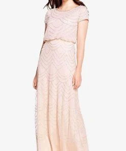 Adrianna Papell 191916100 - Cap Sleeve Beaded Mesh Evening Dress 12 Adrianna Papell 191916100 - Cap Sleeve Beaded Mesh Evening Dress