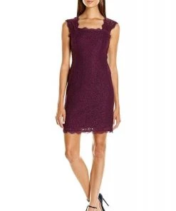 Adrianna Papell - 41895460 Floral Lace Square Neck Cutout Dress