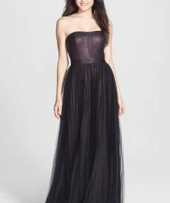 Adrianna Papell - 91898900 Strapless Metallic Jacquard Long Gown