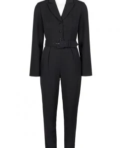 Adrianna Papell - AP1D102936 Collared V-neck Stretch Crepe Jumpsuit