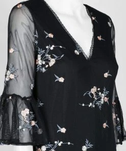 Adrianna Papell - AP1D103148 Floral Embroidered V-neck A-line Dress