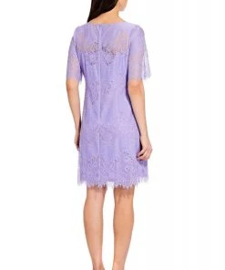 Adrianna Papell - AP1D103221 Floral Lace Bateau A-line Dress