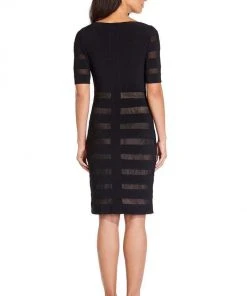 Adrianna Papell - AP1D103321 Two Tone Bateau Jersey Sheath Dress