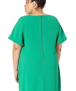 Adrianna Papell - AP1D103393 Short Sleeve Bateau Crepe Sheath Dress