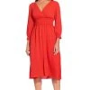 Adrianna Papell - AP1D103500 Long Sleeve V-neck Ruched A-line Dress