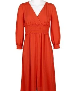 Adrianna Papell - AP1D103500 Long Sleeve V-neck Ruched A-line Dress