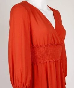 Adrianna Papell - AP1D103500 Long Sleeve V-neck Ruched A-line Dress