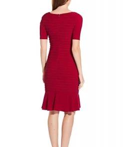 Adrianna Papell - AP1D103506 Bateau Ribbed Jersey Sheath Dress
