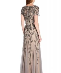 Adrianna Papell - AP1E204586 Embellished V-neck Trumpet Dress