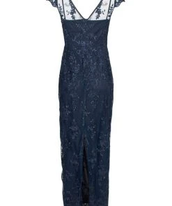 Adrianna Papell - AP1E204700 Floral Embroidered V-neck Sheath Dress