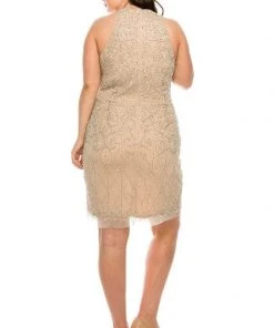 Adrianna Papell AP1E205045 - Halter Beaded Cocktalil Dress