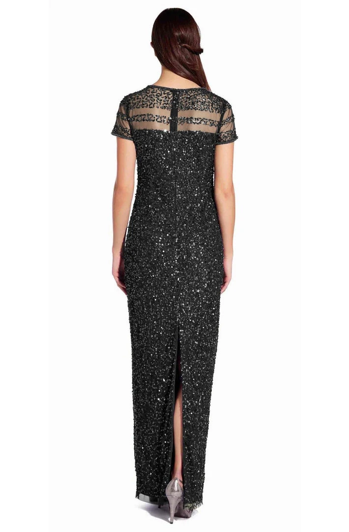 Adrianna Papell - AP1E205064 Short Sleeve Sheer Shoulders Sequin Dress 4 Adrianna Papell - AP1E205064 Short Sleeve Sheer Shoulders Sequin Dress