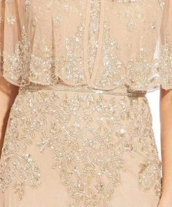 Adrianna Papell - AP1E205101 Embellished Sheath Dress With Cape Jacket