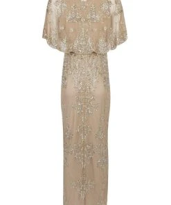 Adrianna Papell - AP1E205101 Embellished Sheath Dress With Cape Jacket