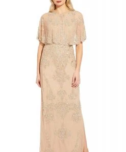 Adrianna Papell - AP1E205101 Embellished Sheath Dress With Cape Jacket