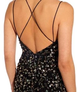 Adrianna Papell - AP1E205373 Embellished V-neck Fitted Dress 12 Adrianna Papell - AP1E205373 Embellished V-neck Fitted Dress