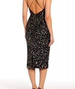 Adrianna Papell - AP1E205373 Embellished V-neck Fitted Dress