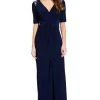 Adrianna Papell - AP1E205409 Embellished V-neck Jersey Sheath Dress