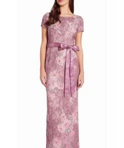 Adrianna Papell - AP1E205696 Floral Metallic Jacquard Column Dress