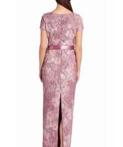 Adrianna Papell - AP1E205696 Floral Metallic Jacquard Column Dress