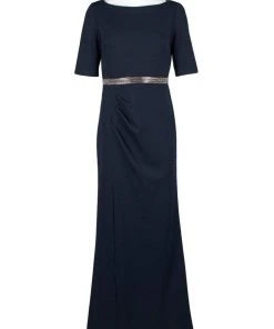 Adrianna Papell - AP1E205720 Bateau Embellished Crepe Sheath Dress